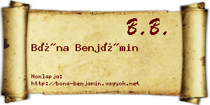 Bóna Benjámin névjegykártya